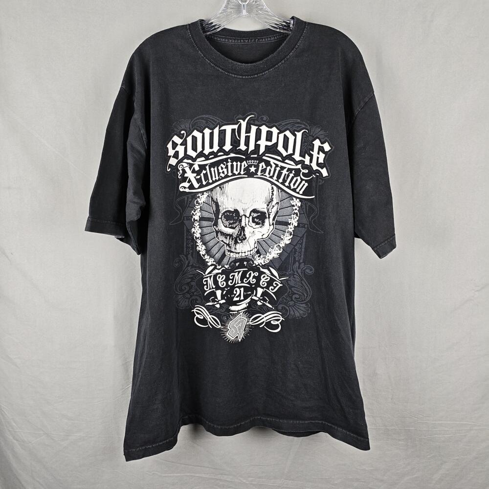 Southpole Shirt Mens XL Black Skull Graphic Streetwear Gothic Exclusive Edition